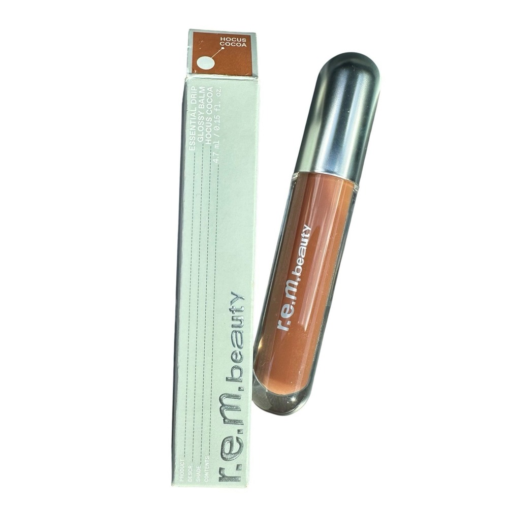 REM BEAUTY Essential Drip Glossy Balm - Hocus Cocoa - Lip Gloss FULL SIZE - NEW